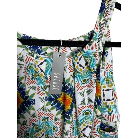 Spense Womens White Aztec Print Dress Sz Large NWT Side Slit Coverup - Picture 4 of 16